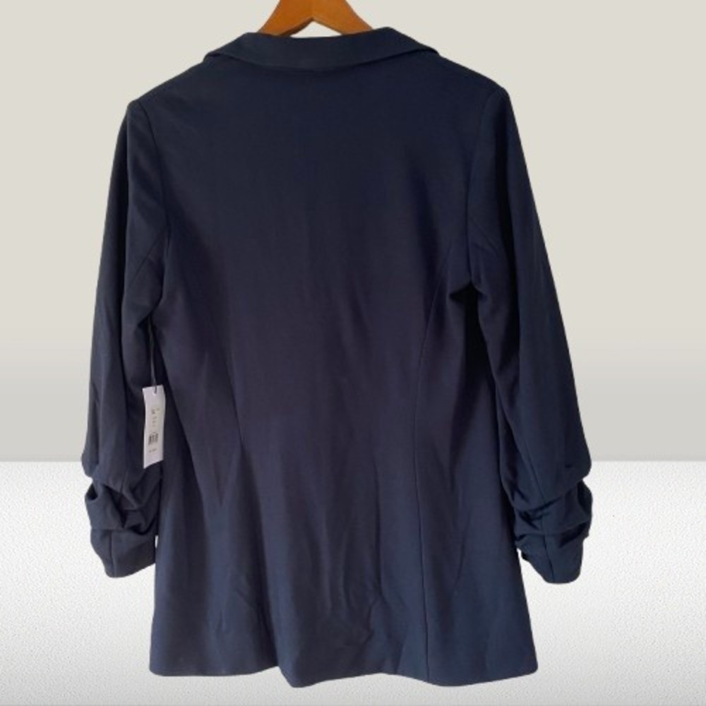 NEW Bailey 44 Adalynn Jacket Midnight Navy Blue Ruched Sleeve Blazer Medium - Picture 2 of 3